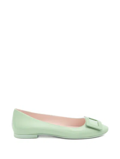 Roger Vivier Gommettine Patent Leather Ballet Flats In Green