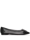 Roger Vivier Gommettine Buckle Pointed Toe Ballet Flat In Black