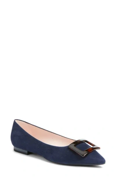 Roger Vivier Gommettine Pointed Toe Ballet Flat In Blue