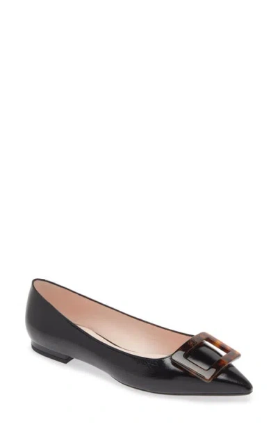 Roger Vivier Gommettine Embellished Leather Ballet Flats In Black