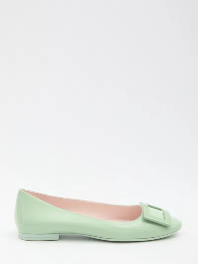 Roger Vivier U Look Patent Leather Ballerinas In Green