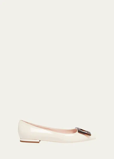 Roger Vivier Gommettine Tortoiseshell Buckle Ballerina Flats In Cire