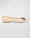 Roger Vivier Gommettine Ball Leather Ballet Flats In Cire