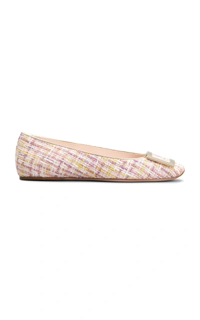 Roger Vivier Gommettine Tweed Piping Flats In Pink