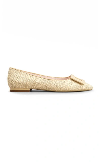 Roger Vivier Gommettine Woven Piping Flats In Tan
