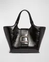 Roger Vivier Grand Choc Mini Crinkled Leather Top-handle Bag In Nero