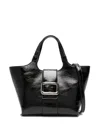 Roger Vivier Mini Viv Chock Tote Bag In Patent In Black