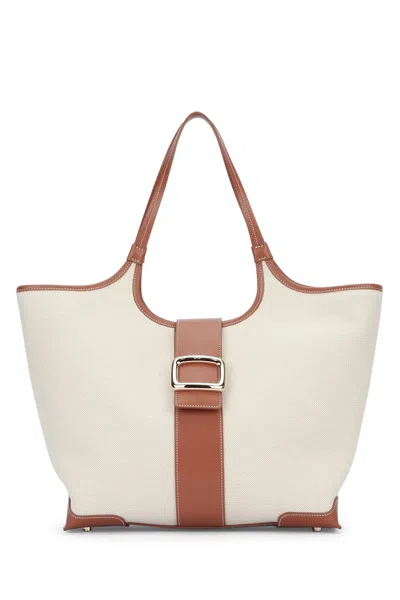Roger Vivier Beige Choc Medium Tote In C606naturalechiaros018cognacscuro