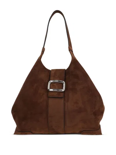 Roger Vivier Grand Vivier Medium Leather Tote Bag In Brown