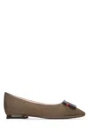 Roger Vivier Turtle Ballerina Buckle Toe Square In Green