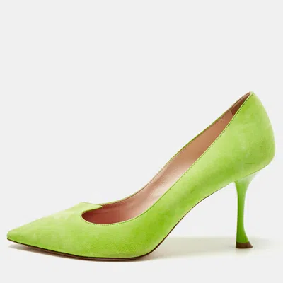 Roger Vivier Green Suede Pointed Toe Pumps
