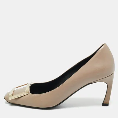 Pre-owned Roger Vivier Grey Leather Belle Vivier Trompette Pumps Size 35.5 In Gray