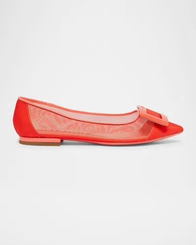 ROGER VIVIER GROMMETTINE MESH NET BUCKLE BALLERINA FLATS