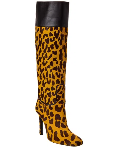 Roger Vivier Haircalf & Leather Knee-high Boot In Brown