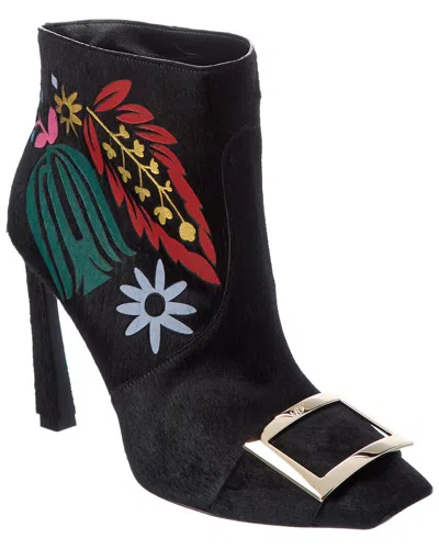 Roger Vivier Haircalf Bootie In Black