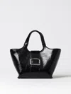 Roger Vivier Grand Choc Mini Crinkled Leather Top-handle Bag In Black