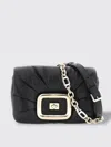 Roger Vivier Stylish Black Leather Handbag With Metal Buckle And Versatile Straps In Black