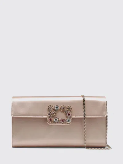 Roger Vivier Light Pink Satin Clutch Bag With Buckle