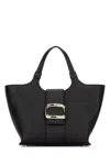 Roger Vivier Glossy Finish Structured Tote Bag With Buckle In Black