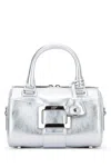Roger Vivier Belle Vivier Mini Metallic Leather Tote Bag In Silver