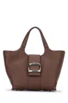 Roger Vivier Structured Shoulder Bag With Top Handle And Buckle Detail In Brown