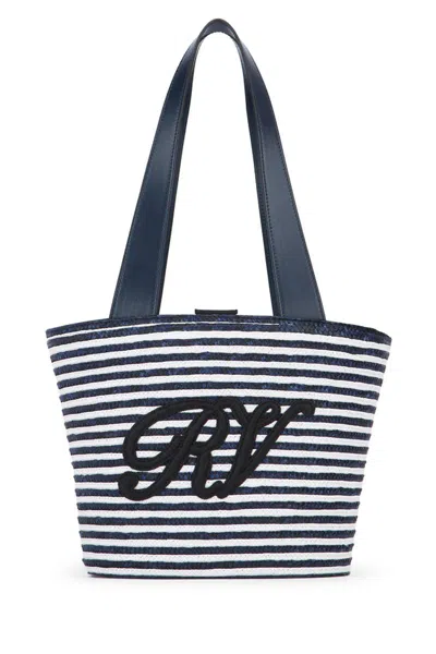 Roger Vivier Small Monogram Panier Tote Bag In Blu Chiaro