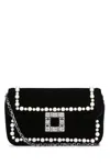 Roger Vivier Viv Jeu De Fille Embellished Velvet Bag In Black