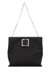 Roger Vivier Trompette Clutch In Black Satin In Black