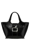 Roger Vivier Grand Choc Mini Crinkled Leather Top-handle Bag In Black