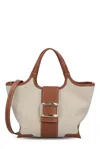 Roger Vivier Mini Viv Choc Canvas Shopping Bag In Brown