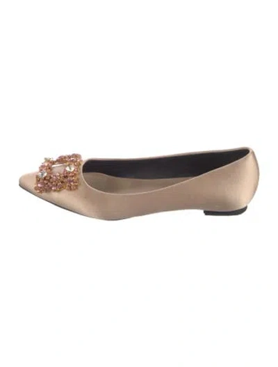 Pre-owned Roger Vivier Hangisi Flats Satin Flats In Neutral
