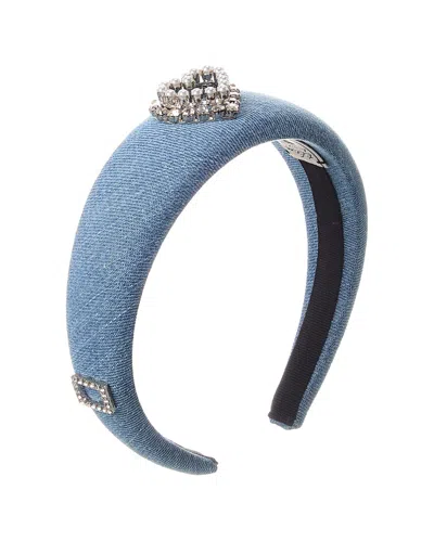 Roger Vivier Heart Denim Headband In Blue