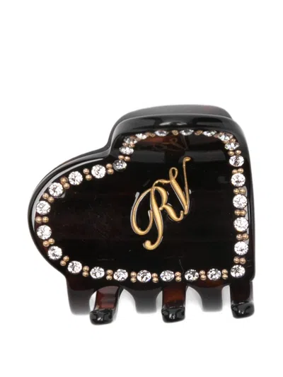 Roger Vivier Heart Hair Clip In Brown