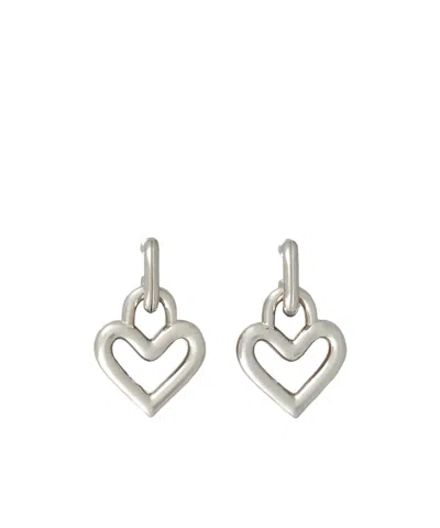 Roger Vivier Heart-shaped Needle Buckle Earrings In White
