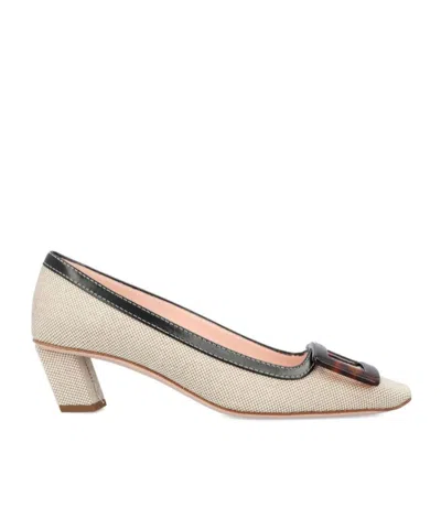 Roger Vivier Belle Vivier 45 Canvas Pumps In Neutral