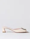 Roger Vivier Trompette 45 Patent Leather Mules In Yellow Cream