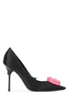 Roger Vivier Satin Rose Heeled Pumps 100 In Multi