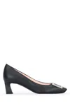 Roger Vivier Pointed Toe Leather Pumps With Decorative Buckle In Black