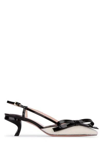 Roger Vivier Virgule Bow Slingback Pumps In Fabric In Black
