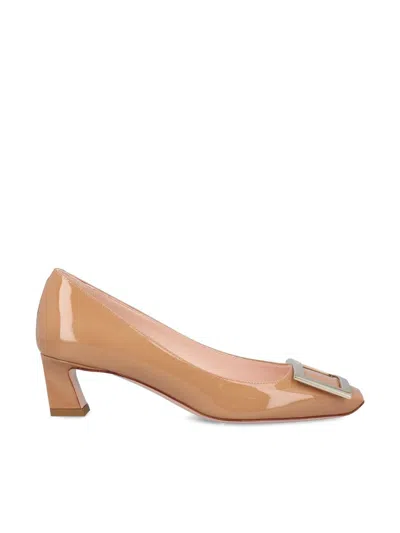 Roger Vivier 45mm Belle Vivier Patent Leather Pumps In Beige