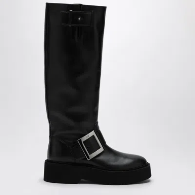 Roger Vivier High Black Leather Boot
