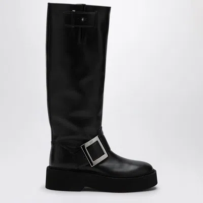 Roger Vivier Viv Rangers Round-headed Short Boots In Black