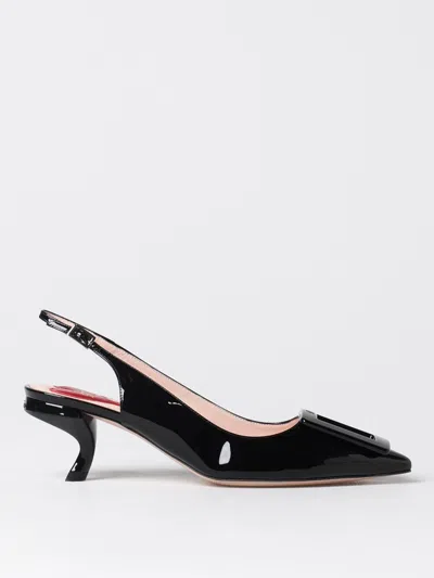 Roger Vivier Virgule 55 Slingback Pumps In Patent Leather In Black