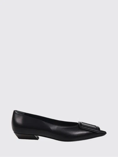 Roger Vivier Buckle-detail Pointed-toe Ballet Flats In Black