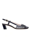 Roger Vivier Belle Vivier Mesh Buckle Slingback Pumps In Blue