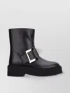 Roger Vivier High Met Bikers Ankle Boots With Buckle In Black