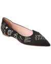 Roger Vivier Flache Schuhe Mit Spitzer Kappe Aus Metallic-faille Mit Kristallverzierung In Schwarz