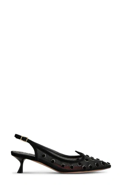 Roger Vivier 45mm I Love Vivier Dots Embroidered Mesh Slingback Pumps In Black