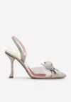 Roger Vivier I Love Vivier 100 Bow Strass Slingback Pumps In Silver