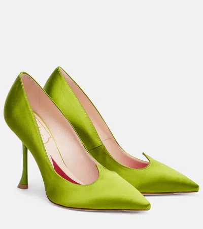 Roger Vivier I Love Vivier 100 Satin Pumps In Green